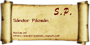 Sándor Pázmán névjegykártya